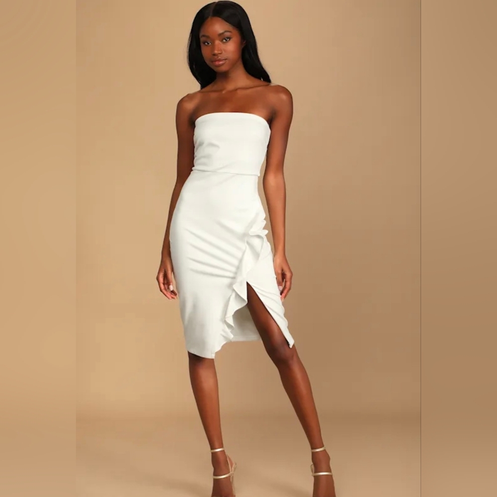 Lulu's Anika Ruffled Strapless Bodycon Dress